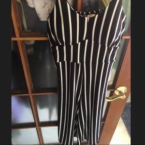 Black & White Striped Jumpsuit 🍀